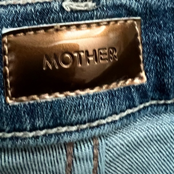 MOTHER Blue Distressed Flare Jeans - Picture 3 of 7